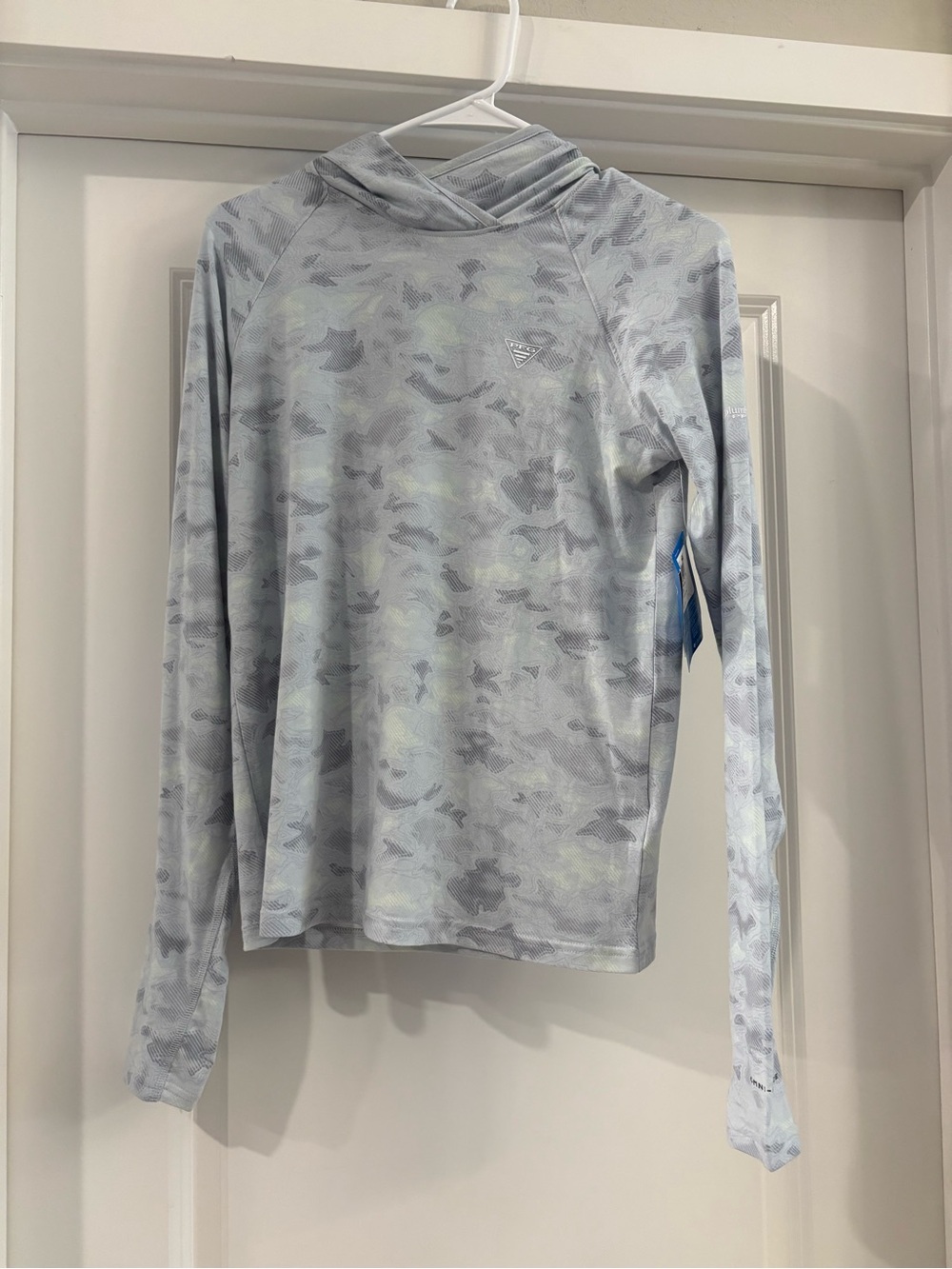 Columbia PFG Light Gray Camo Long-Sleeve Hooded Performance Top